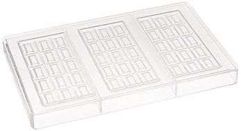 Fat Daddio&#039;s Dimpled Square Bar Polycarbonate Candy Mold, 3-Bars Per Tray