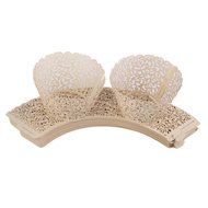 Yansanido 12 set pink Filigree Artistic Bake Little Vine Lace Laser Cut Cupcake Wrapper Cup Muffin Case Trays... N45