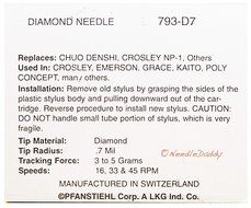 TURNTABLE NEEDLE FOR Grace GDI-NDL2 FOR Grace Digital VinyL Writer turntable N2