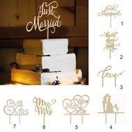 Mr&amp;Mrs Wooden Cake Toppers Wedding Party Cake Decorating N4