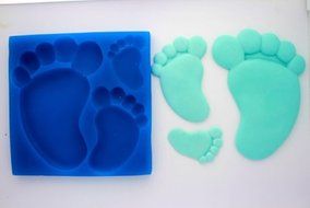 BABY FOOTPRINT (3) SILICONE MOLD FOR FONDANT, GUM PASTE, CHOCOLATE, HARD CANDY, FIMO, CLAY, SOAPS