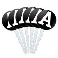 Set of 6 Cupcake Picks Toppers Decoration Letter Initial Black White - Letter G Initial N4