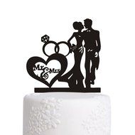 Ecape Sweet Heart Wedding Cake Topper Bride and Groom Bridal Cake Toppers Couple Cake Toppers with Art Words Mr... N14