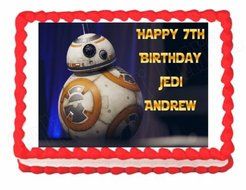 Star Wars The Force Awakens BB-8 party edible cake image topper frosting sheet