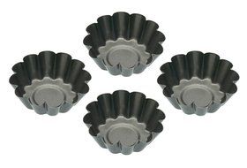 Set Of 4 Mini 6cm Non-stick Fluted Tart Tins Individual Pie Tart Pastry Tins