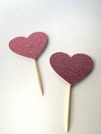 DOOXOO Pink glitter heart cupcake toppers food picks canap&eacute;s Idesl for birthdays Christenings anniversaries weddings... N5