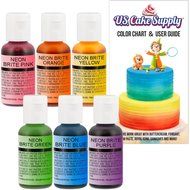 US Cake Supply by Chefmaster Airbrush Cake Neon Color Set - The 6 Most Popular Neon Colors in 0.7 fl. oz. (20ml... N2