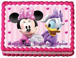 Minnie Mouse and Daisy Duck Edible Frosting Sheet Cake Topper - 1/4 Sheet