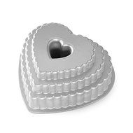 Nordicware 89937 Tiered Heart Bundt Pan, Silver