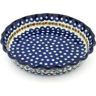 Polish Pottery Fluted Pie Dish 10-inch Mosquito