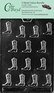 CybrTrayd K016-3BUNDLE Cowboy Boots Chocolate Candy Mold with Exclusive Copyrighted Chocolate Molding Instructions