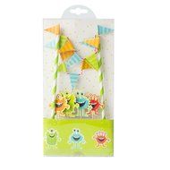 Colorful Cartoon Cake Bunting Banner Topper Picks Wrapper Decorating Kits Monsters Party Supplies Favors Baby... N2