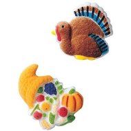 Thanksgiving Fall Turkey Cornucopia Sugar Decorations Cookie Cupcake Cake 12 Count