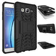 Galaxy On5 Case, MCUK Heavy Duty Rugged Dual Layer - Soft/Hard Shell 2 in 1 Tough Protective Cover Case with Kickstand...