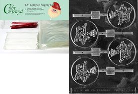 Cybrtrayd 45stK25R-C110 Merry Christmas Lolly Christmas Chocolate Mold with Lollipop Kit