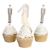 Betop House Set of 24 Pieces Bride and Bridegroom Decorative Cupcake Topper for Bridal Shower Wedding Ceremony...