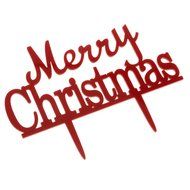 Plastic Red Pick Merry Christmas Cake Topper Xmas Decorations N9
