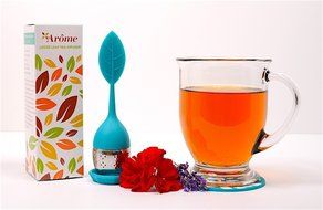 Arome Loose Leaf Tea Infuser and Matching Beverage Coaster (Tropical Blue) N4