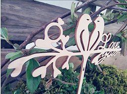 KitchenforUs Love Birds Rustic Wedding Cake Topper with Love You Phrase Romantic Cake Topper N2