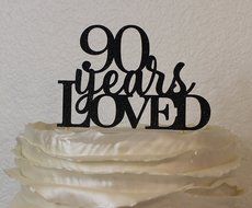 All About Details Black 90-Years-Loved Cake Topper N2