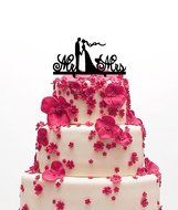 Ecape Wedding Cake Toppers Acrylic Bride and Groom Bridal Cake Toppers with Art Words Mr and Mrs for Cake Decoration N35