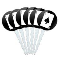 Set of 6 Cupcake Picks Toppers Decoration Gambling Track Cards Poker - Horse Racing Race Jockey N15