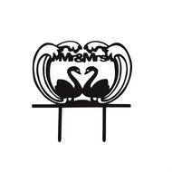 Ecape Wedding Cake Toppers Acrylic Bride and Groom Bridal Cake Toppers with Art Words Mr and Mrs for Cake Decoration N37