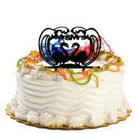 Ecape Wedding Cake Toppers Acrylic Bride and Groom Bridal Cake Toppers with Art Words Mr and Mrs for Cake Decoration N38