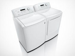 LG H/E Super Capacity H/E Top Load Laundry Pair with Powerful StainCare Technology WT4870CW DLE4870W (ELECTRIC...
