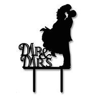 Ecape Wedding Cake Toppers Acrylic Bride and Groom Bridal Cake Toppers with Art Words Mr and Mrs for Cake Decoration N44