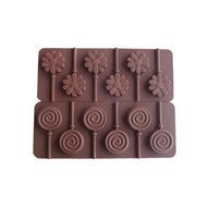 Yunko 6 Cavity Swirl Lollipop Flower Shape Silicone Chocolate Candy Mold with Sticks 2pcs /Set N3