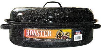 Columbian Home Covered Oval Roaster Ceramic On Steel Black 15" X 10-1/4" X 6-1/4"