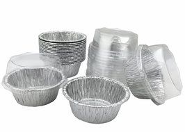 Aluminum Foil Mini Baking Cups 2-3/8" For Mini Muffin, Cupcake, Custard Baking Ramekins Cup Very Small with Plastic...