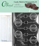 Cybrtrayd 45St25-L024 I&#039;m 2 Lolly Chocolate Candy Mold with 25 Cybrtrayd 4.5&quot; Lollipop Sticks