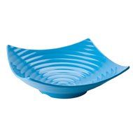 TableCraft Products MB206BL Ribbed Square Bowl, Large, 15.5" x 15.5" x 5.5", Melamine Glossy, Blue