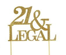 All About Details Gold 21-&amp;-legal Cake Topper