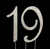 Large 19th Birthday Number Cake Topper with Sparkling Rhinestone Crystals - 4 1/2&quot; Tall - Cake Decoration Jewelry