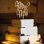 Mr&amp;Mrs Wooden Cake Toppers Wedding Party Cake Decorating N5