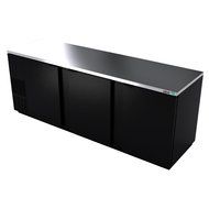 Back Bar Cooler, 95‐1/2", three‐section, (3) solid doors, (1,302) 12 oz can capacity, (6) adjustable coated wire...