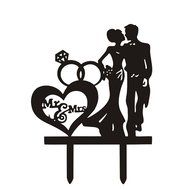 Ecape Sweet Heart Wedding Cake Topper Bride and Groom Bridal Cake Toppers Couple Cake Toppers with Art Words Mr... N17