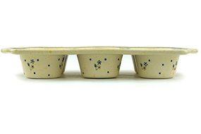 Polish Pottery Muffin Pan 14-inch Country Meadow