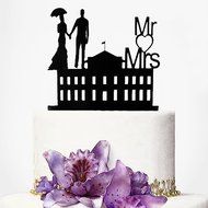 Ecape Sweet Heart Wedding Cake Topper Bride and Groom Bridal Cake Toppers Couple Cake Toppers with Art Words Mr... N18