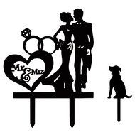 Ecape Sweet Heart Wedding Cake Topper Bride and Groom Bridal Cake Toppers Couple Cake Toppers with Art Words Mr... N19