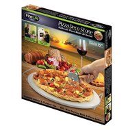 LARGE ROUND 15 PIZZA CERAMIC BAKING STONE SET STEEL RACK CUTTER KNIFE PAN