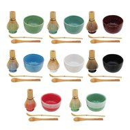 BambooMN Brand - Matcha Bowl Set (Includes Bowl, Rest,Tea Whisk, Chasaku, &amp; Tea Spoon) 1 Set White N13