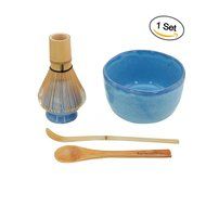 BambooMN Brand - Matcha Bowl Set (Includes Bowl, Rest,Tea Whisk, Chasaku, &amp; Tea Spoon) 1 Set White N14