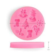 Anyana1 pcs Silicone Fondant Cake Mould DIY Decorating Tools Round Silicone Pink Christmas Style Snowman Christmas... N4