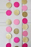 HEARTFEEL 2 Sets of 6.5 Feet Long Circle Dots Paper Garland Hanging D&eacute;cor Fuchsia Pink and Gold Baby Shower Birthday...