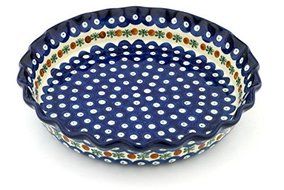 Polish Pottery Fluted Pie Dish 10-inch Mosquito N2