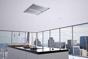 Zephyr ALU-E43ASX 43" Arc: Lux Series Island Mount Hood with Capacitive Touch Controls 3 Speed Level Clean Air...